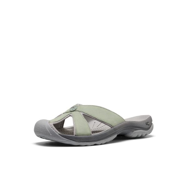 Women's Bali Leather Slide Sandal  |  Lily Pad/Steel Grey