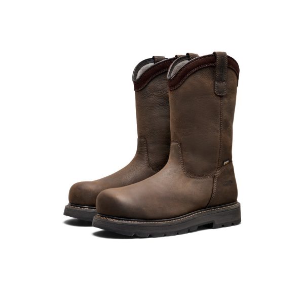 Men's Cincinnati Pull-On 90° Heel Waterproof Work Boot (Carbon Toe) | Chocolate Brown/Black